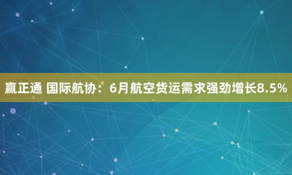 赢正通 国际航协：6月航空货运需求强劲增长8.5%